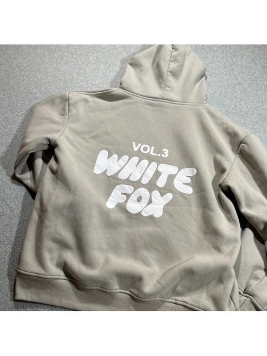 White Fox Boutique Tops - White Fox Boutique Beige Hoodie with White Logo